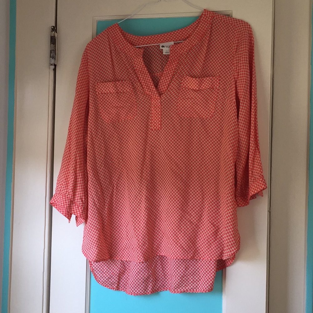 Soft and sheer peach and white blouse